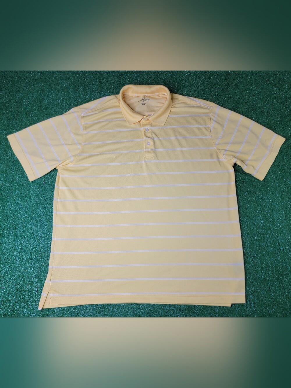 Golden Bear Performance Mens Golf Shirt Yellow White Striped XL Polyester Casual